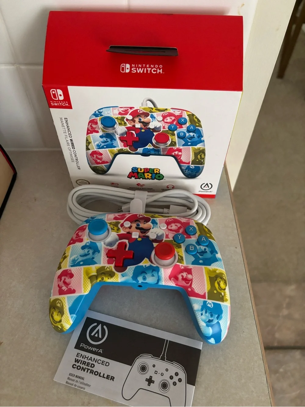 Nintendo Super Mario Wired Controller - Red Blue Yellow Green